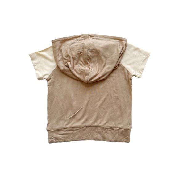 NWT Kate Quinn Tan and Cream Short Sleeve Hoodie Tee - Picture 2 of 3